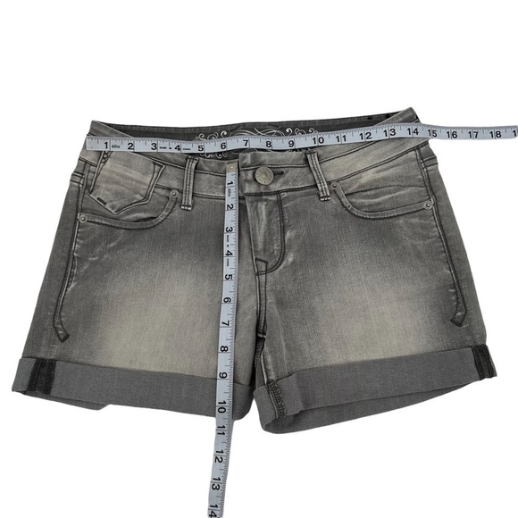 Express Gray Cuffed Hem Embellished Jean Shorts Size 2 Women's - Picture 5 of 8